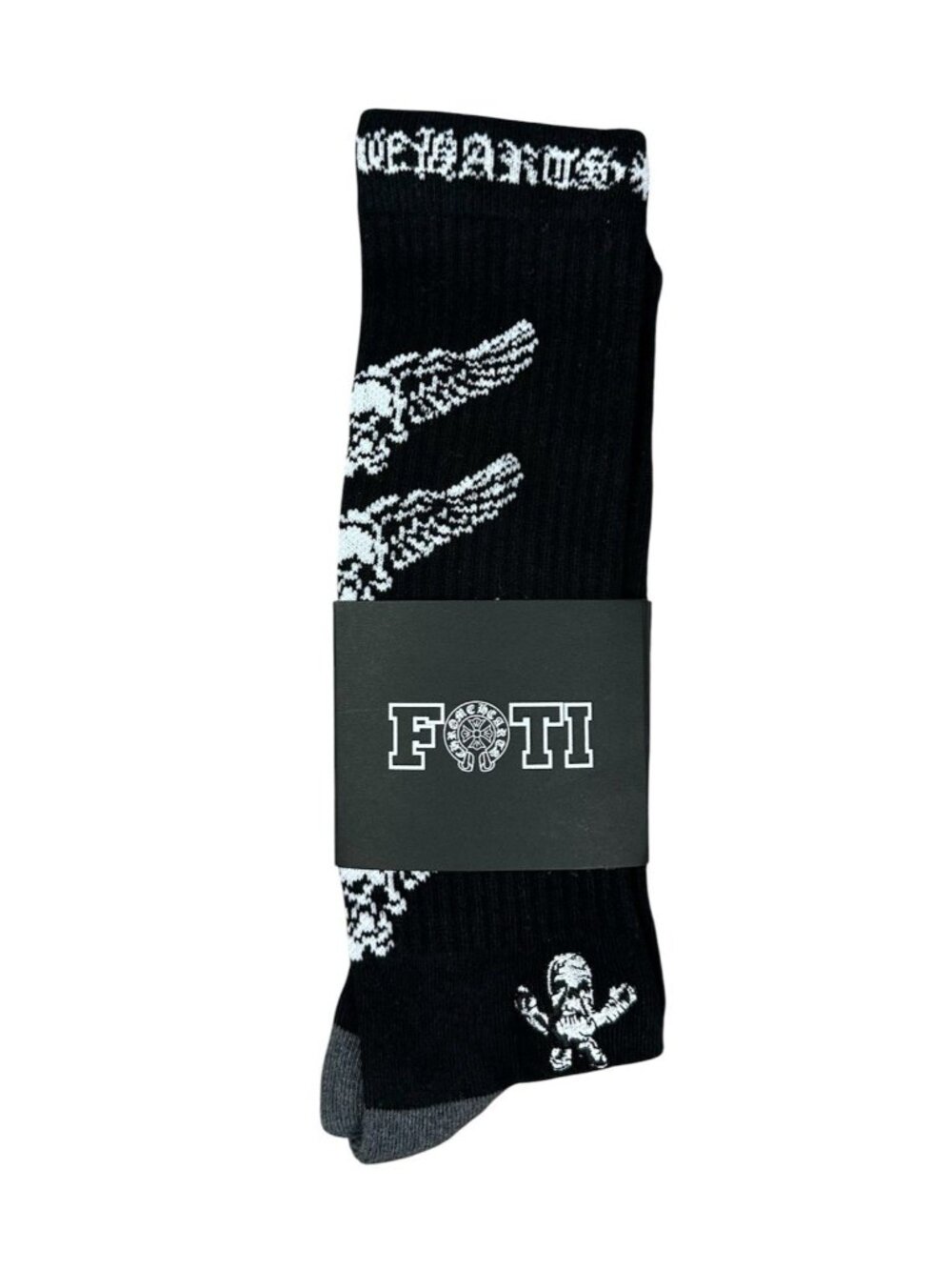 Chrome Hearts x Foti Socks Black Wings Skull M US 5-8 Made in Japan NWT